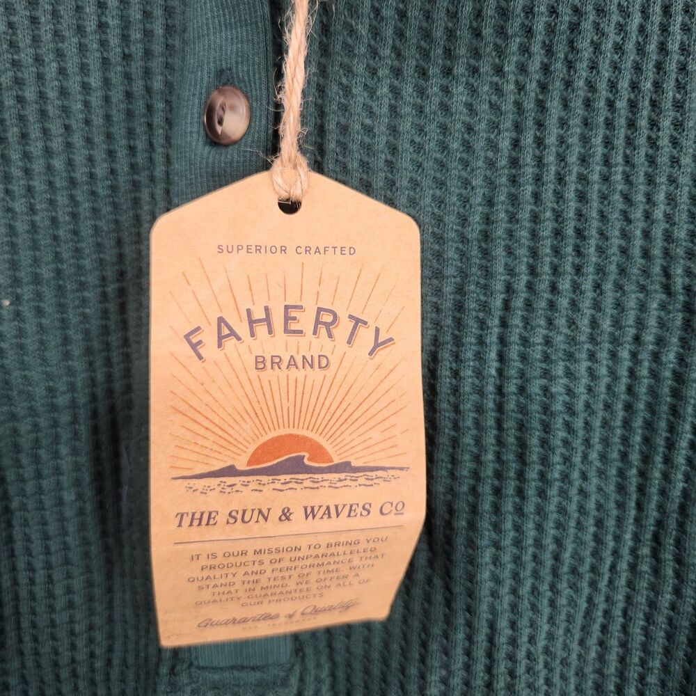 FAHERTY Women's Dark Green Medium Apres Waffle Henley NWT - Picture 3 of 7